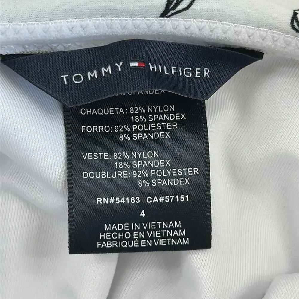 TOMMY HILFIGER Blossom White Black Ruffle Neckline One Piece Swimsuit Size 4